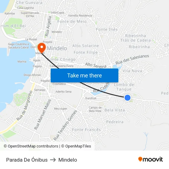 Parada De Ónibus to Mindelo map