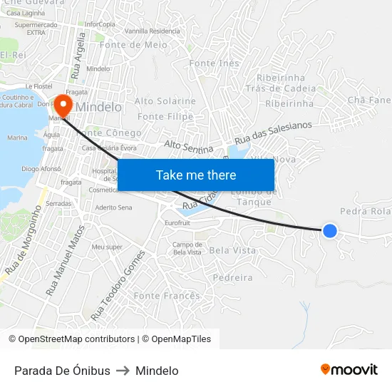 Parada De Ónibus to Mindelo map