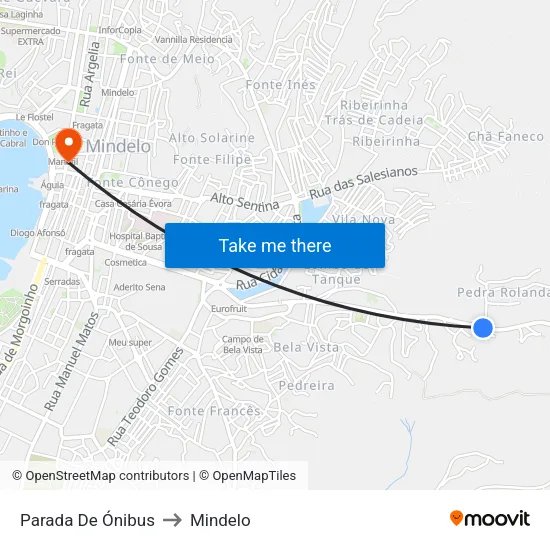 Parada De Ónibus to Mindelo map