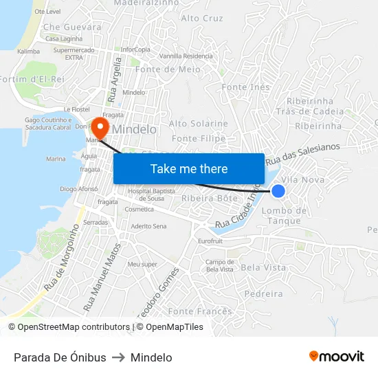 Parada De Ónibus to Mindelo map
