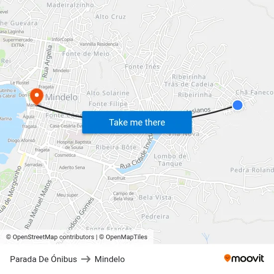 Parada De Ónibus to Mindelo map