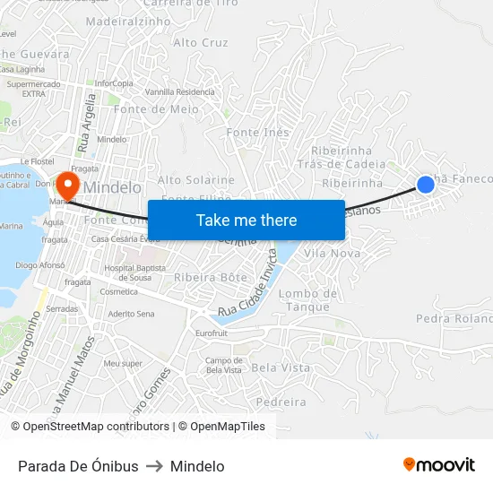 Parada De Ónibus to Mindelo map