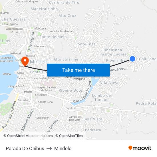 Parada De Ónibus to Mindelo map