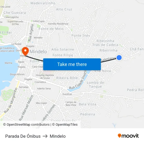 Parada De Ónibus to Mindelo map