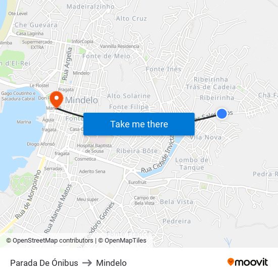 Parada De Ónibus to Mindelo map