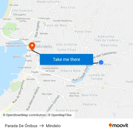Parada De Ónibus to Mindelo map
