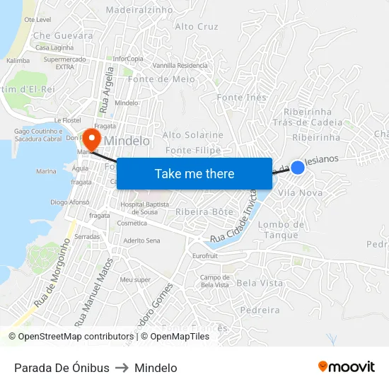 Parada De Ónibus to Mindelo map