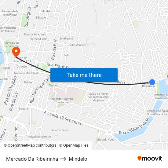 Mercado Da Ribeirinha to Mindelo map