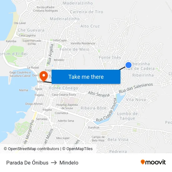 Parada De Ónibus to Mindelo map