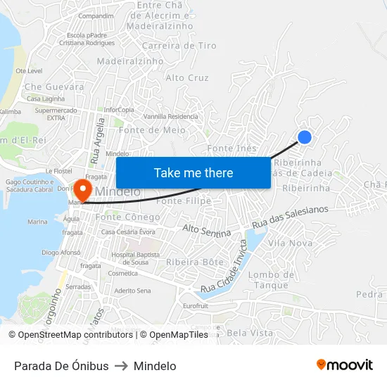 Parada De Ónibus to Mindelo map