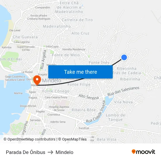 Parada De Ónibus to Mindelo map