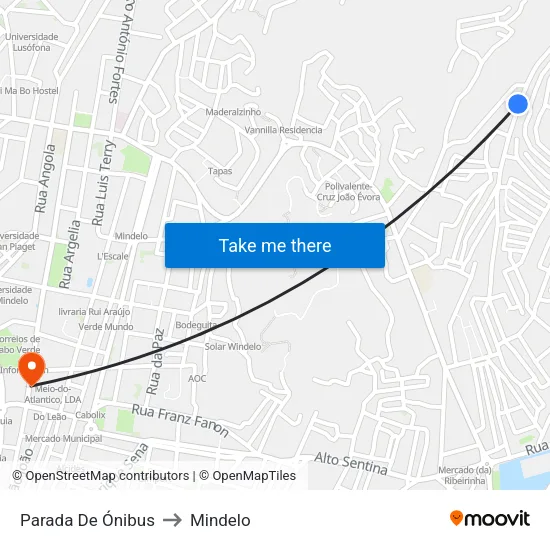 Parada De Ónibus to Mindelo map