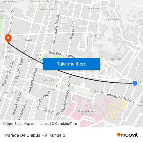 Parada De Ónibus to Mindelo map
