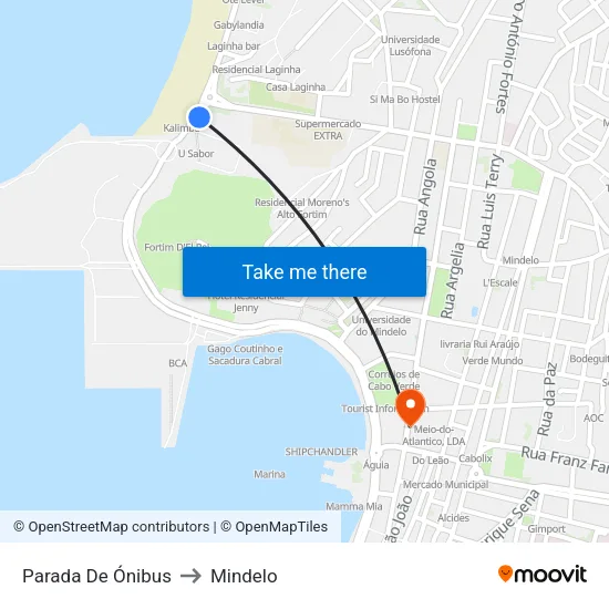 Parada De Ónibus to Mindelo map