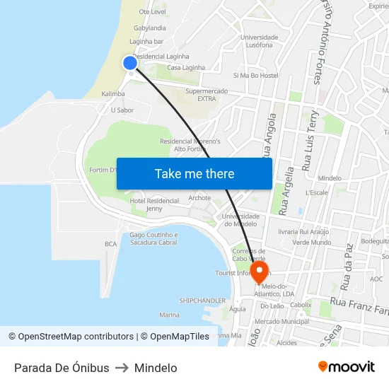 Parada De Ónibus to Mindelo map