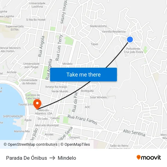 Parada De Ónibus to Mindelo map
