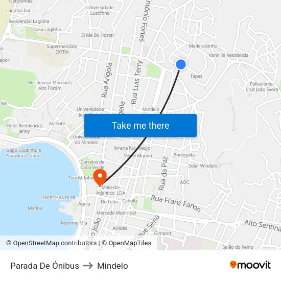 Parada De Ónibus to Mindelo map