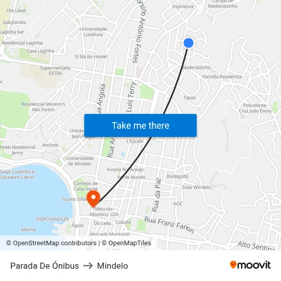 Parada De Ónibus to Mindelo map