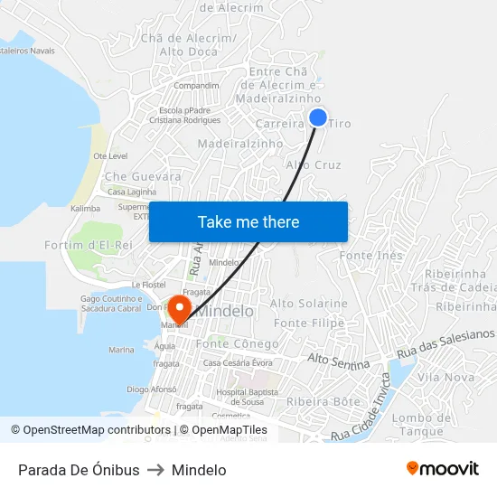 Parada De Ónibus to Mindelo map