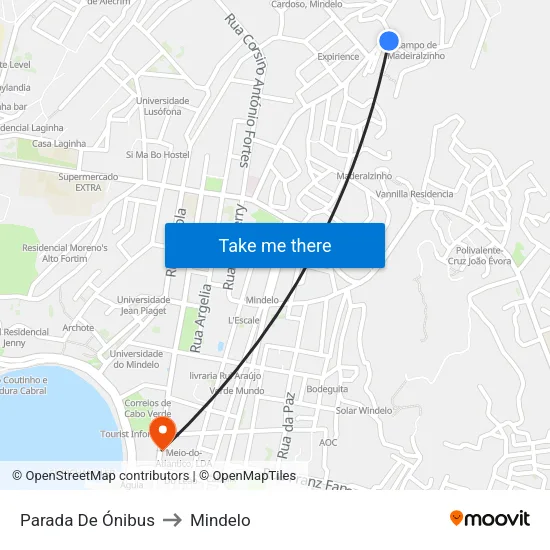 Parada De Ónibus to Mindelo map