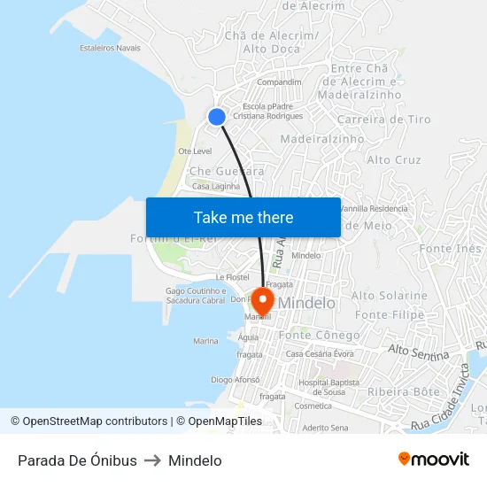 Parada De Ónibus to Mindelo map