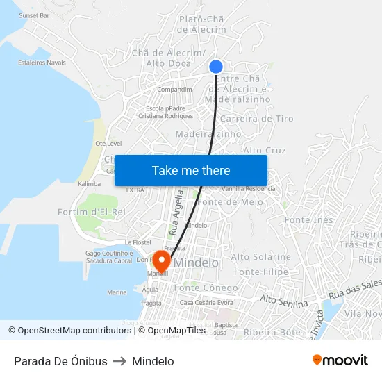 Parada De Ónibus to Mindelo map
