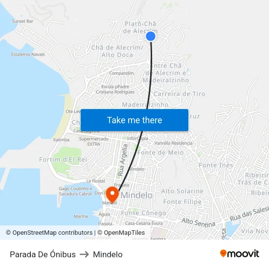 Parada De Ónibus to Mindelo map