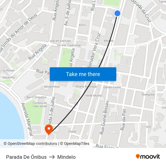 Parada De Ónibus to Mindelo map