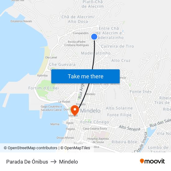 Parada De Ónibus to Mindelo map