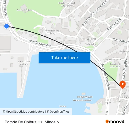 Parada De Ónibus to Mindelo map