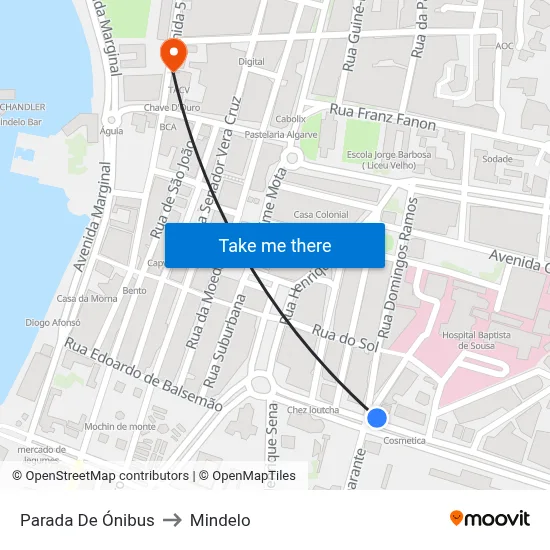 Parada De Ónibus to Mindelo map