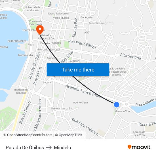 Parada De Ónibus to Mindelo map