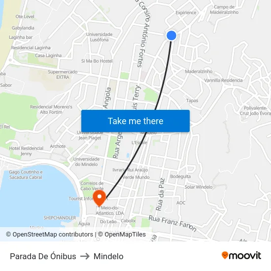 Parada De Ónibus to Mindelo map