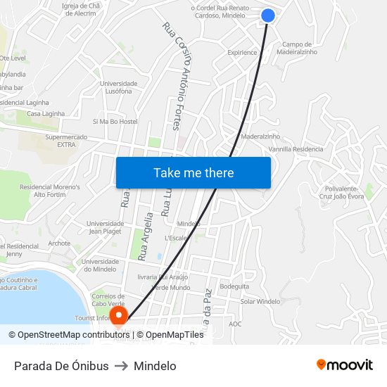 Parada De Ónibus to Mindelo map