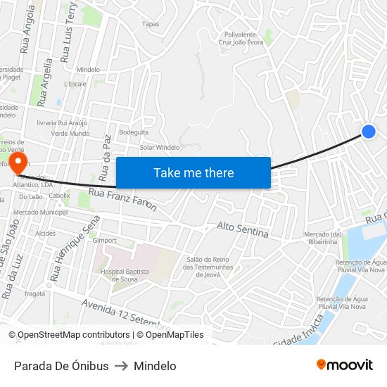 Parada De Ónibus to Mindelo map