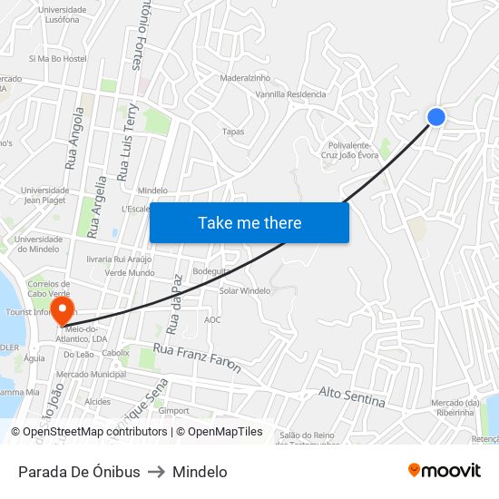 Parada De Ónibus to Mindelo map