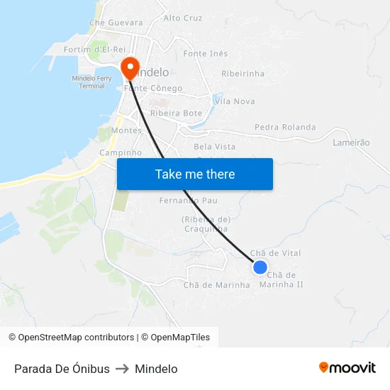 Parada De Ónibus to Mindelo map