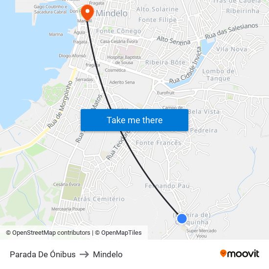 Parada De Ónibus to Mindelo map