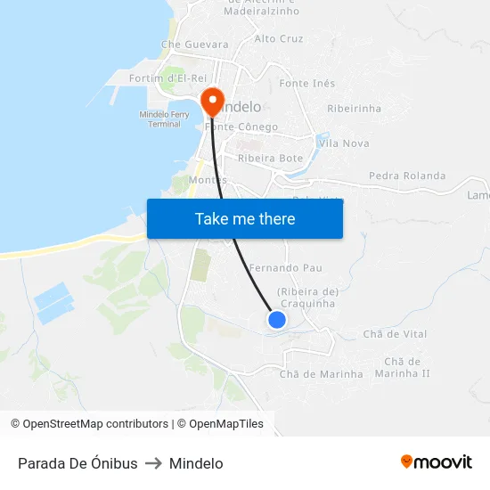 Parada De Ónibus to Mindelo map