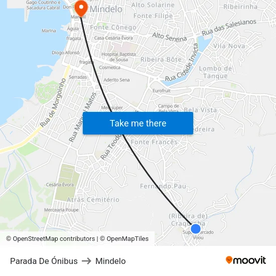 Parada De Ónibus to Mindelo map