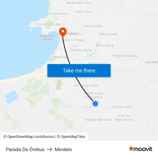 Parada De Ónibus to Mindelo map