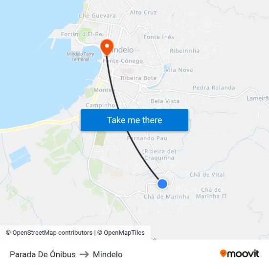 Parada De Ónibus to Mindelo map