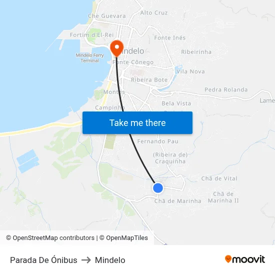 Parada De Ónibus to Mindelo map