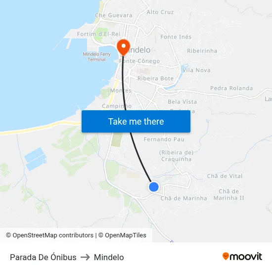 Parada De Ónibus to Mindelo map