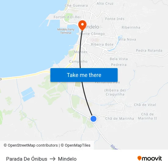 Parada De Ónibus to Mindelo map