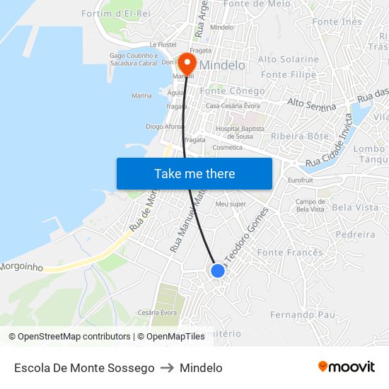 Escola De Monte Sossego to Mindelo map