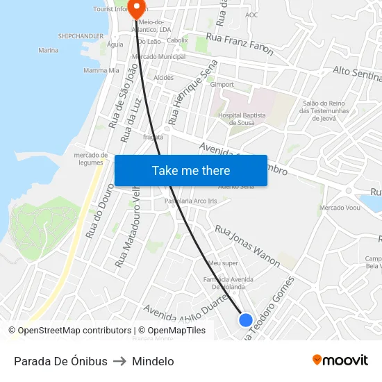 Parada De Ónibus to Mindelo map