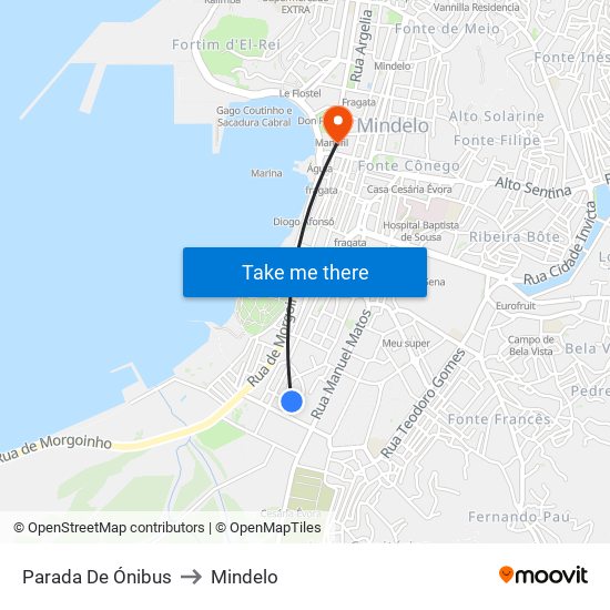 Parada De Ónibus to Mindelo map