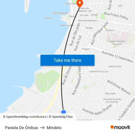 Parada De Ónibus to Mindelo map