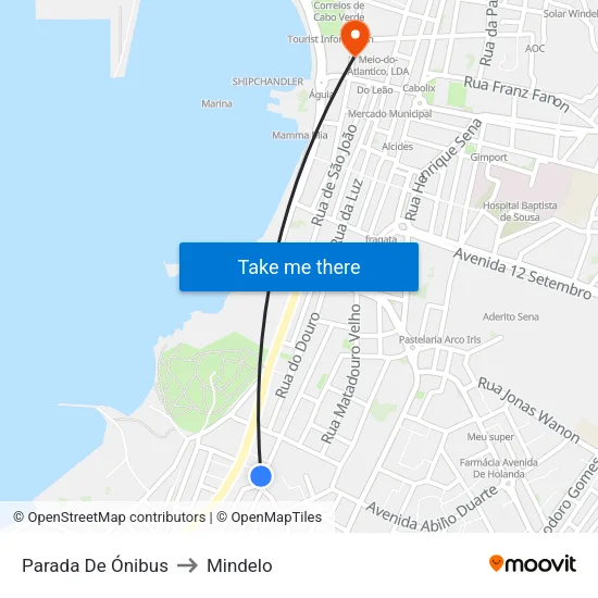 Parada De Ónibus to Mindelo map